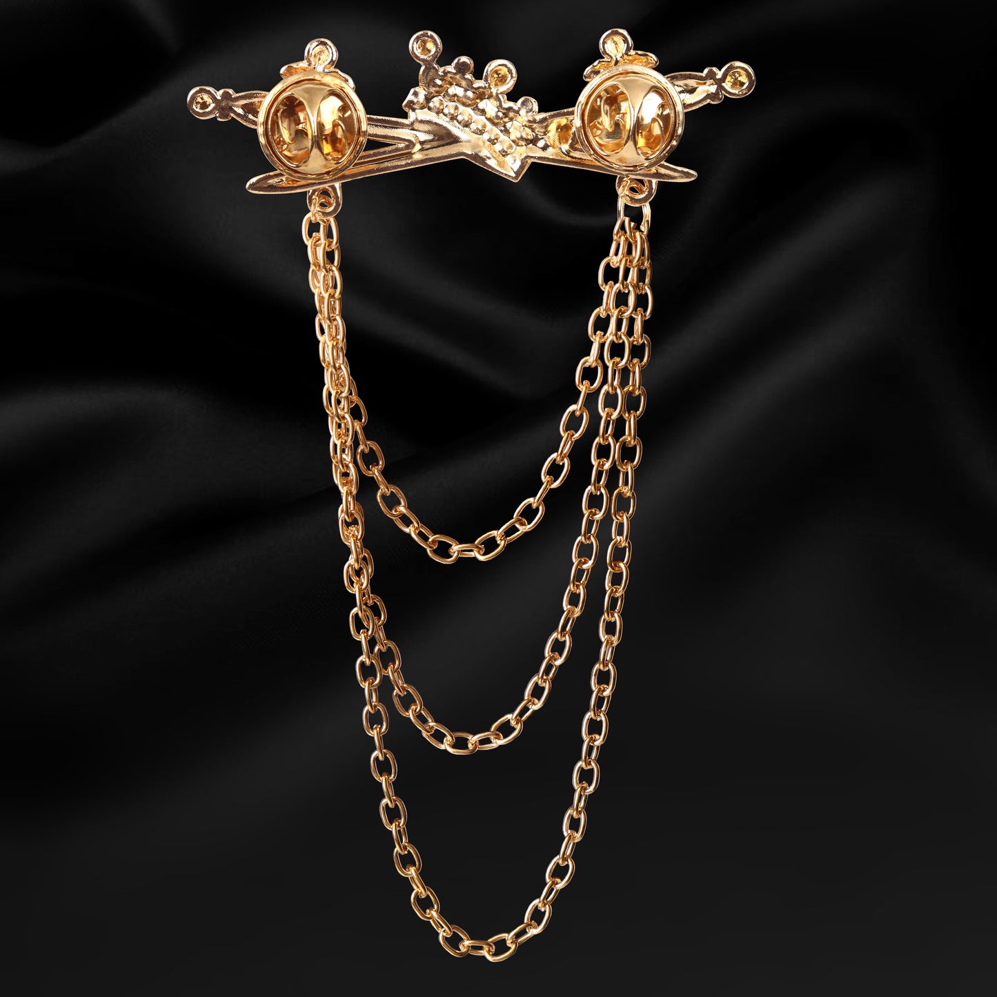 Traditional Maharaja-Style Brooch with Chain for Men