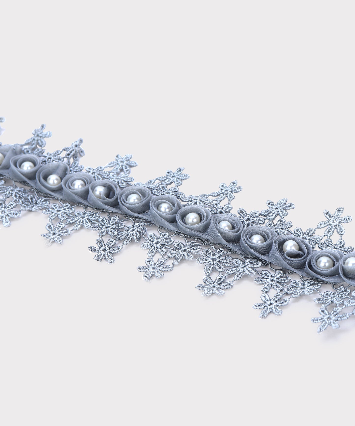 Grey Pearl Beaded Lace for Garment (Pack of 4 Meters)