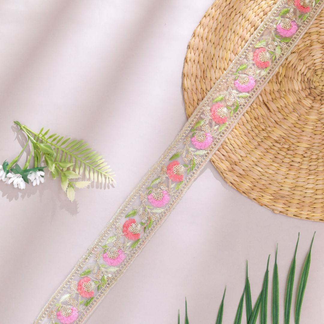 Multicolor Floral Lace on Soft Net