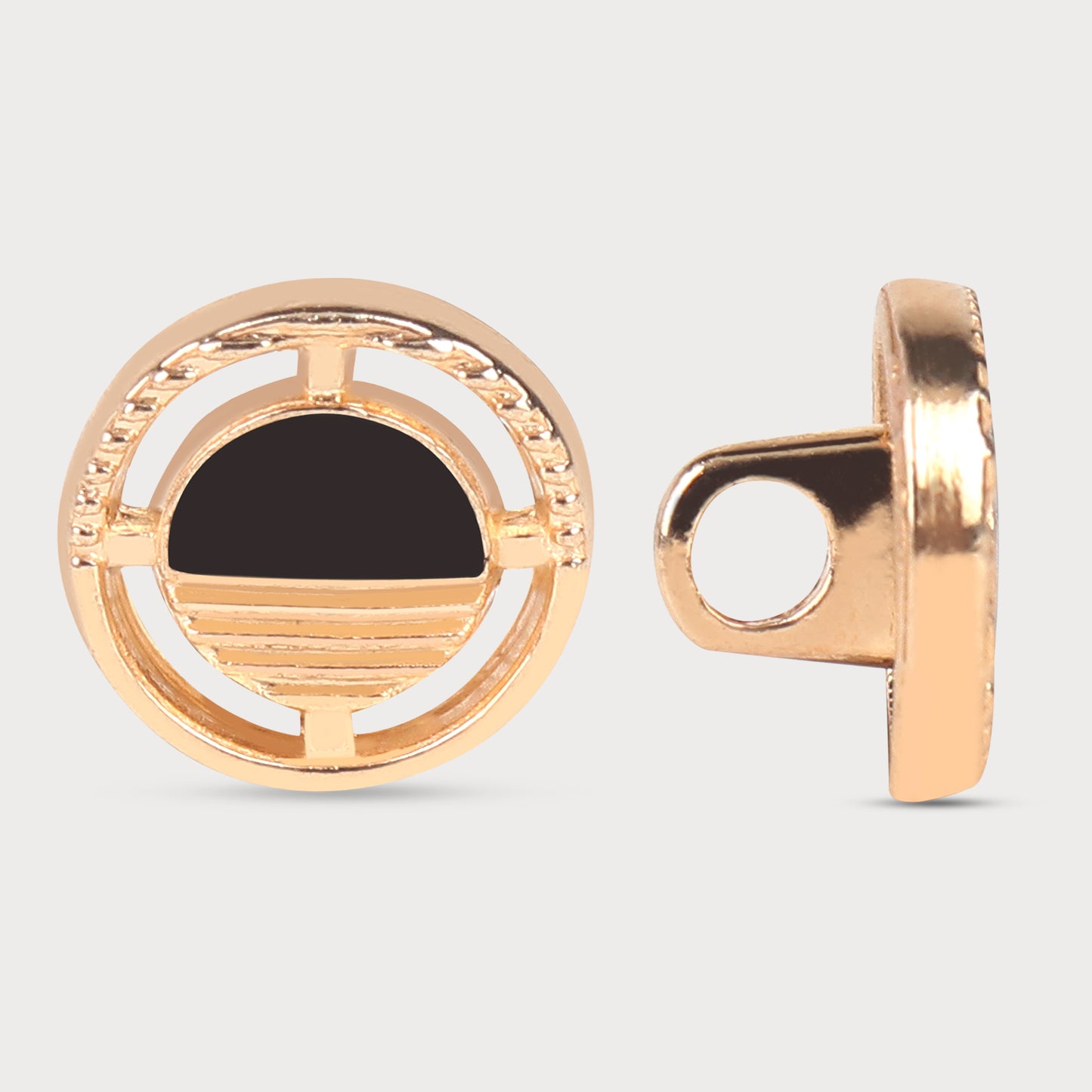 Black Enamel & Golden Metal Button