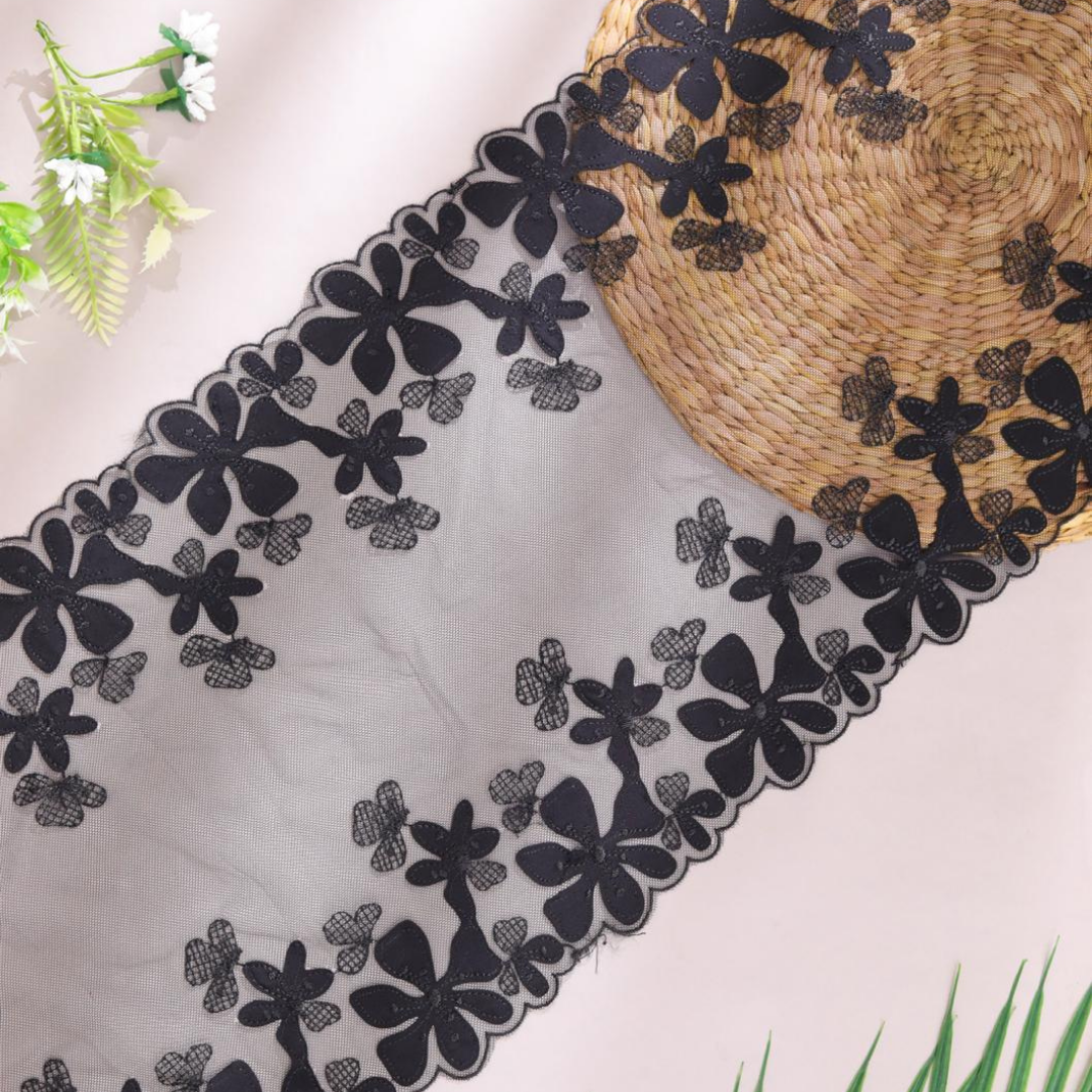 Oversize Black Designer Net Lace
