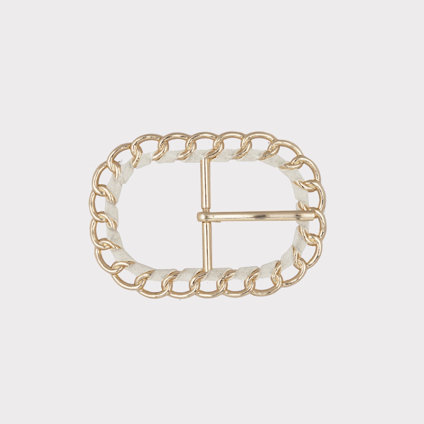 Designer White Suede Fabric Covered Metal Buckle