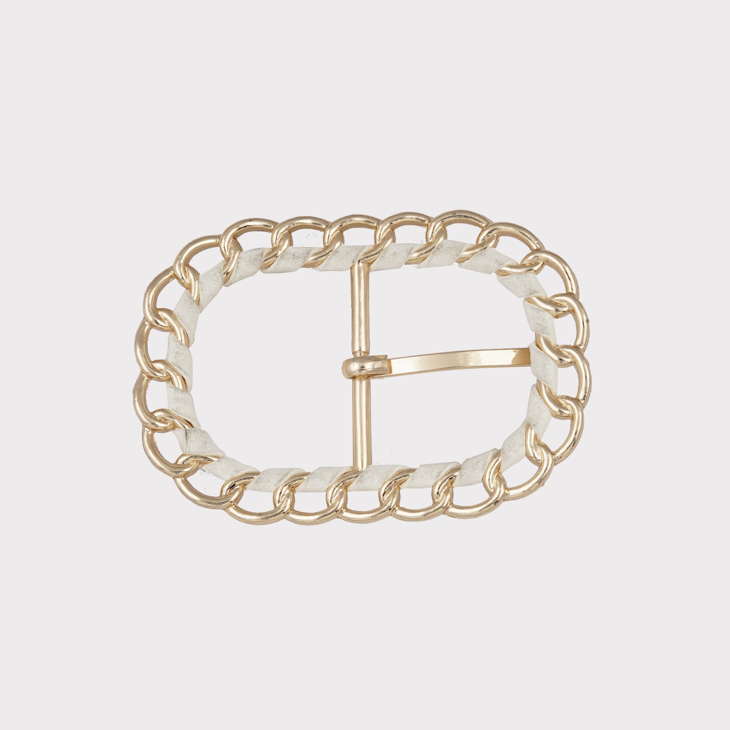 Designer White Suede Fabric Covered Metal Buckle