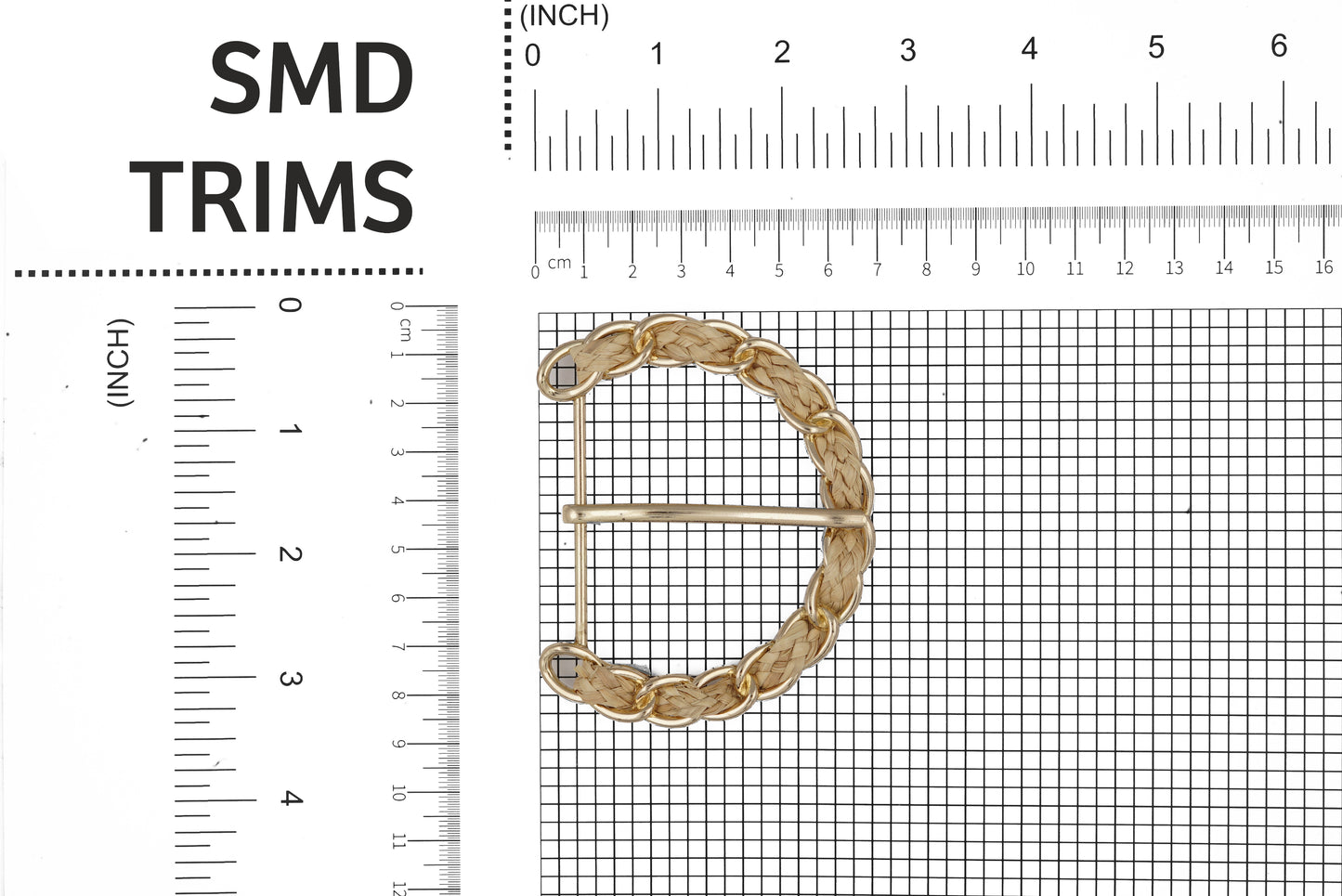 D Shaped Raffia Covered Alloy Buckle