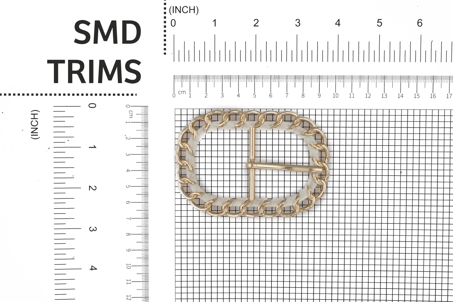 Designer White Suede Fabric Covered Metal Buckle