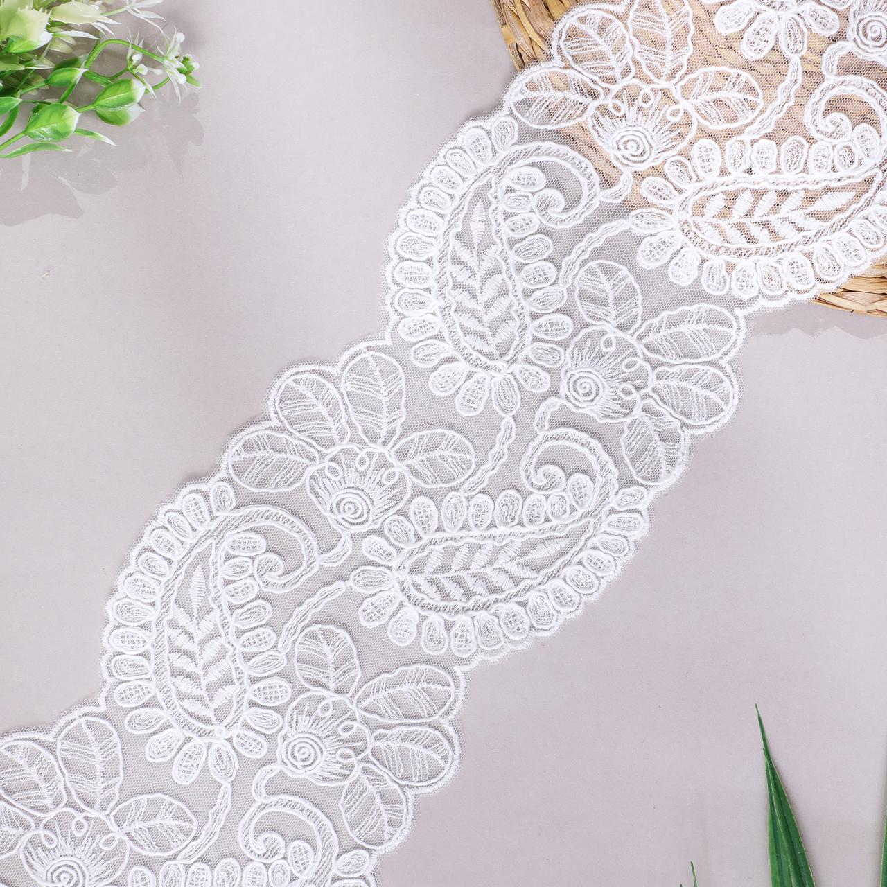 Fine Organza Trim with Floral Weave Design