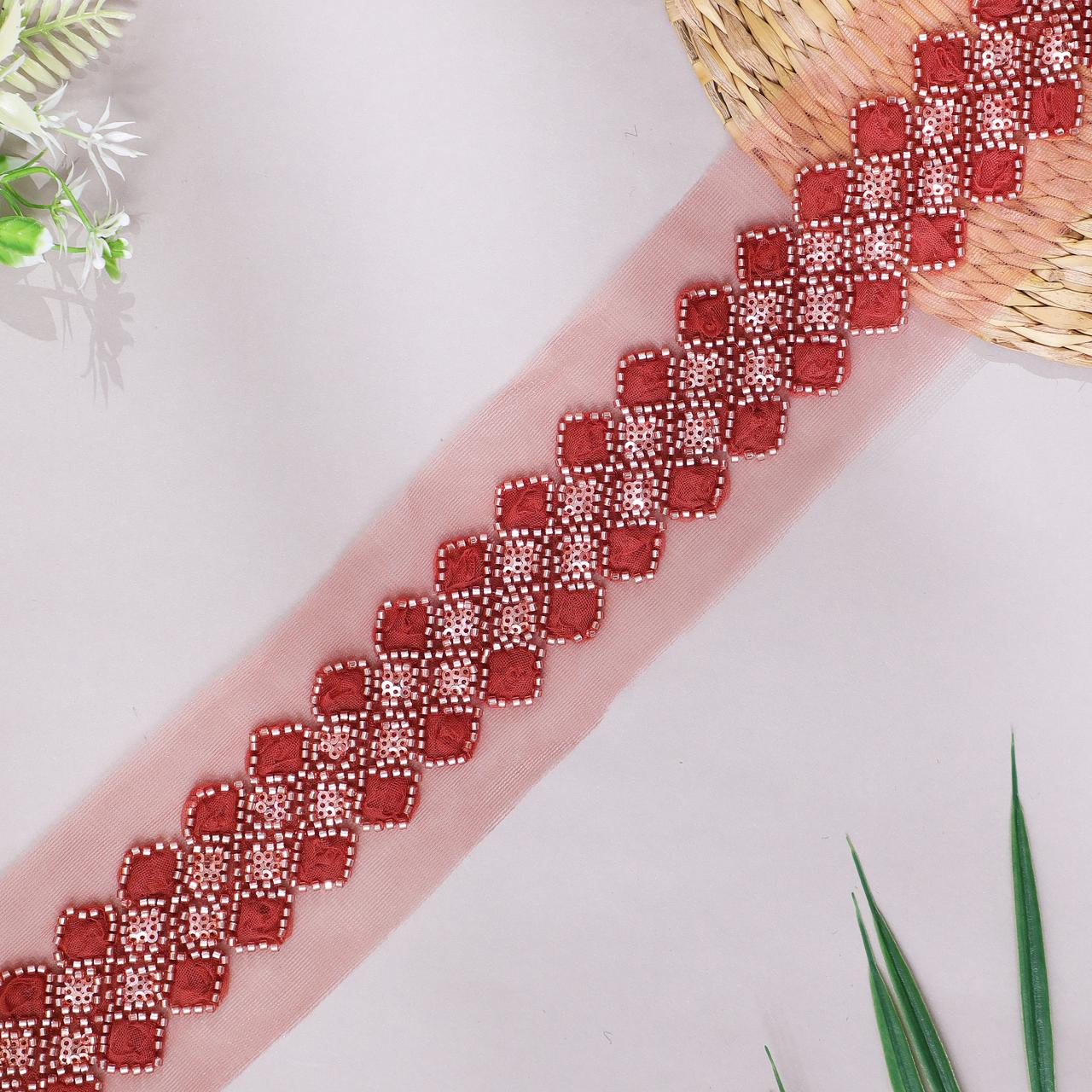 Net Lace with Braided Embroidery Design