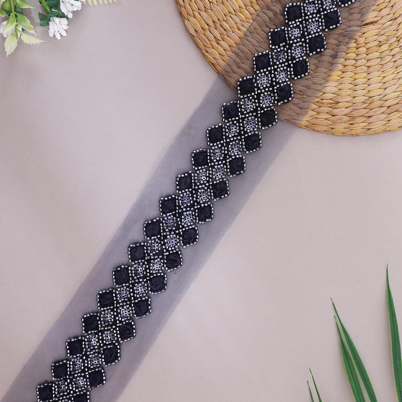 Net Lace with Braided Embroidery Design