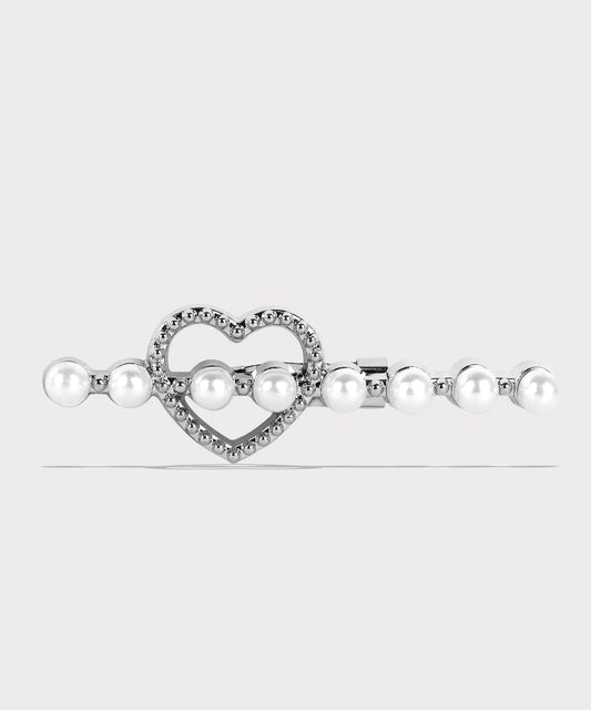 Heart Shape Pearl Metal Brooch (Pack Of 1 Pc)