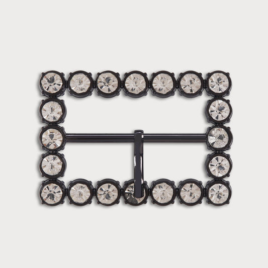 Textured Black Metal Stone Buckle