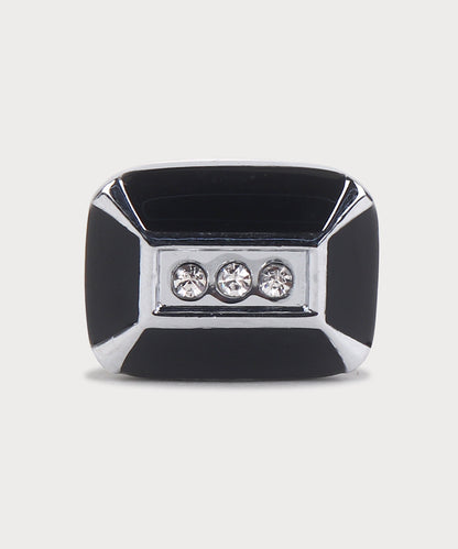 Classic Black Cufflinks with White Stones (Pack of 2 Pcs)