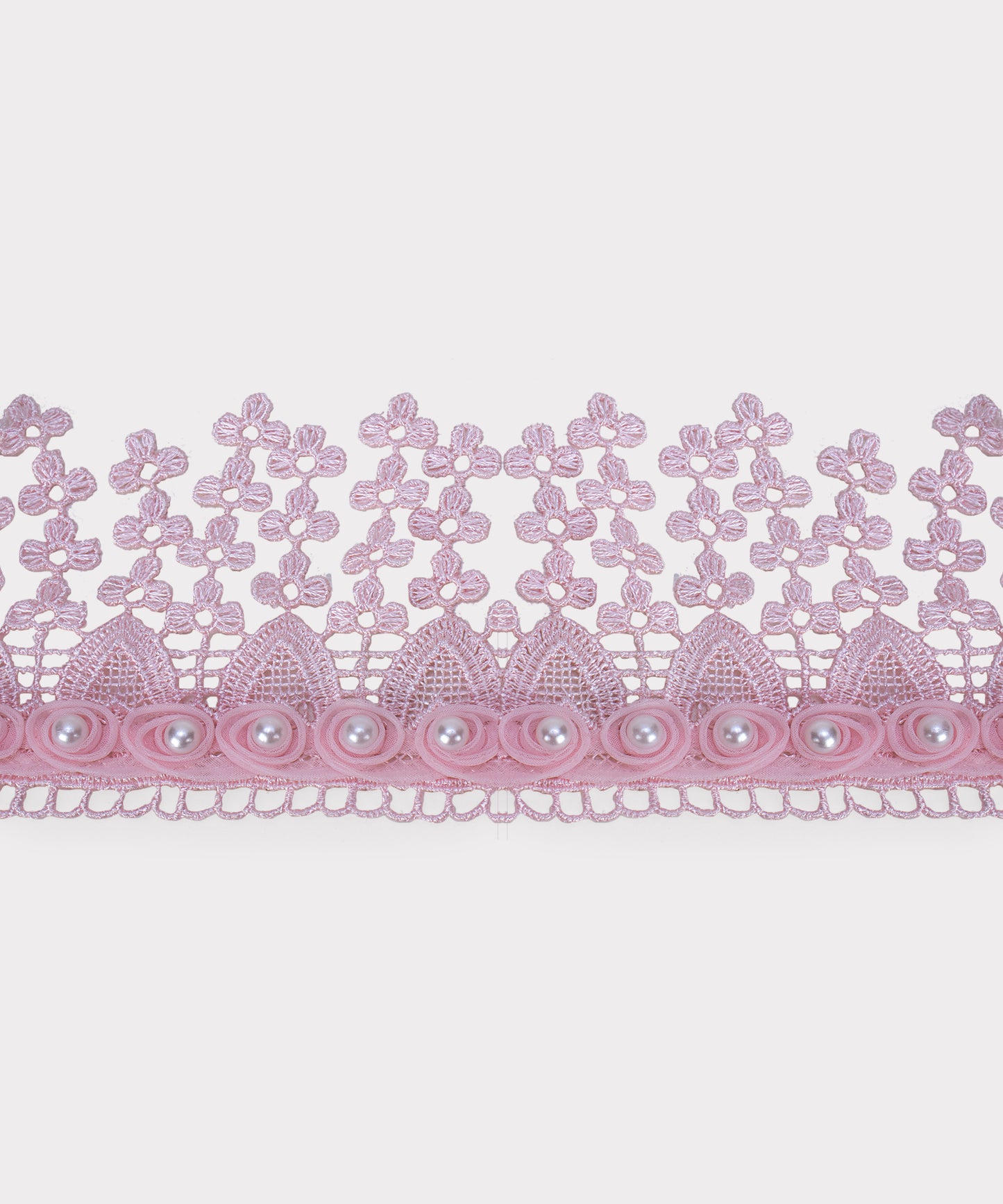 Pink Designer Pearl Beaded Lace Trim (Pack of 5 Meters)