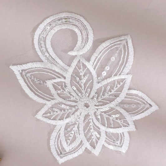 Embroidered Lace Patch – White