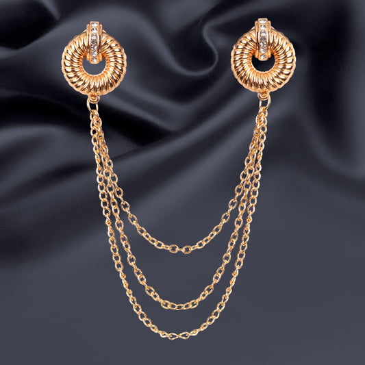 Stylish Metal Brooch with Chains for Bandhgala Jackets