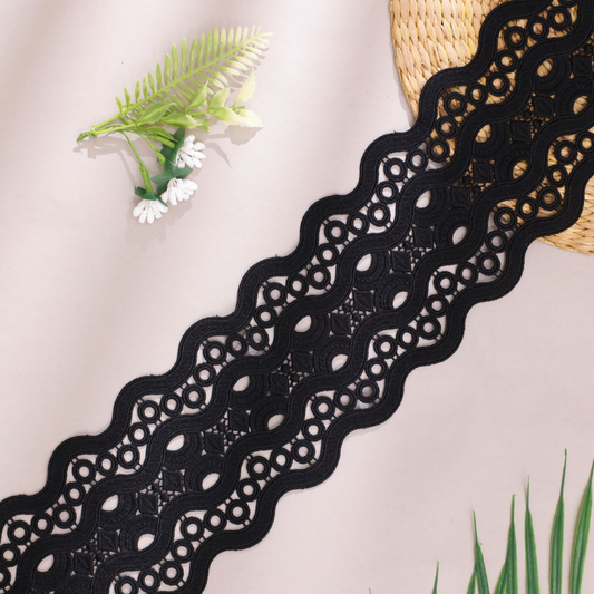 Broad Black Organza Base Lace