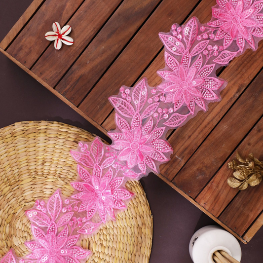 Luxury Pink Color Embroidery Lace