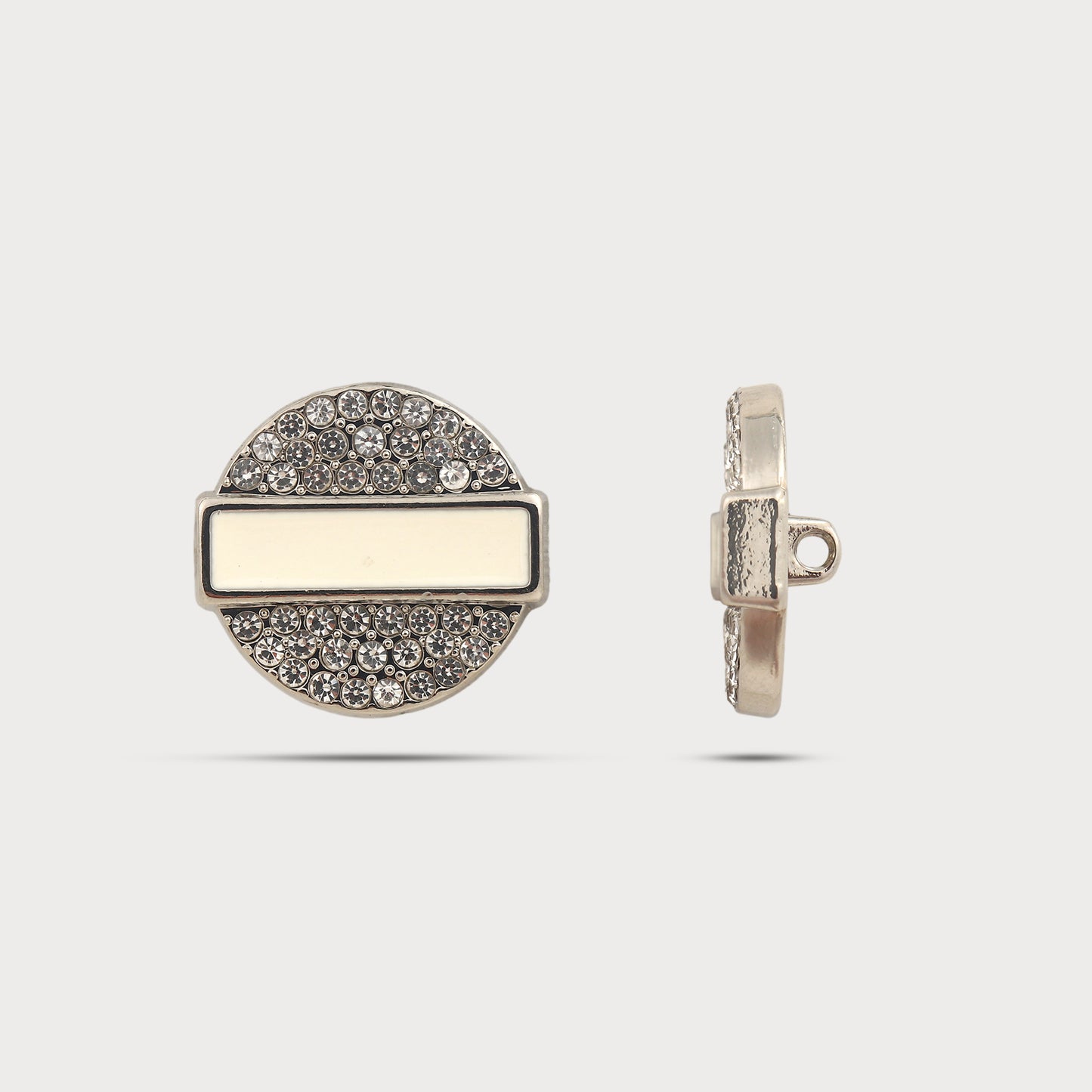 Premium Stone Engraved Silver Metal Button