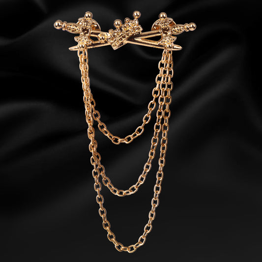 Traditional Maharaja-Style Brooch with Chain for Men