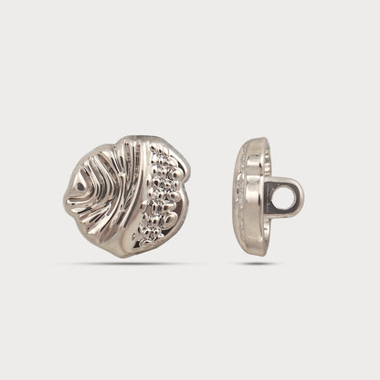 Abstract Flow Silver Metal Button