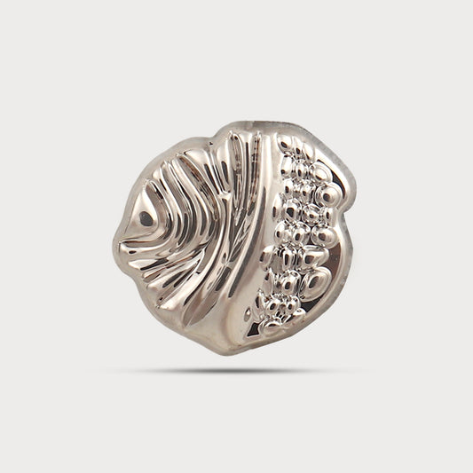 Abstract Flow Silver Metal Button
