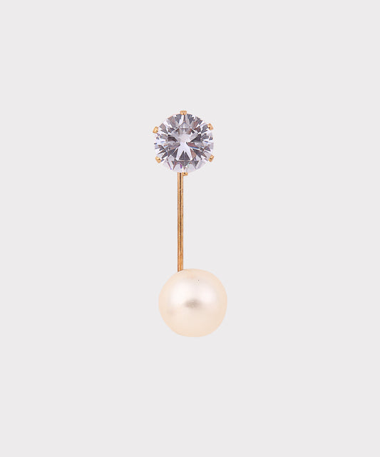 Pearl Lapel Pin With Stone (Pack Of 1 Pc)