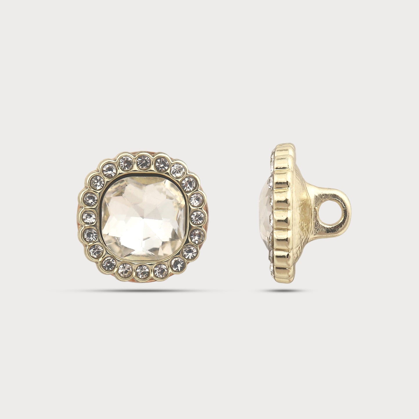 Framed Crystal Metal Button