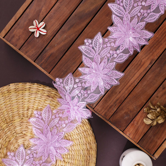 Luxury Purple Shade Embroidery Lace