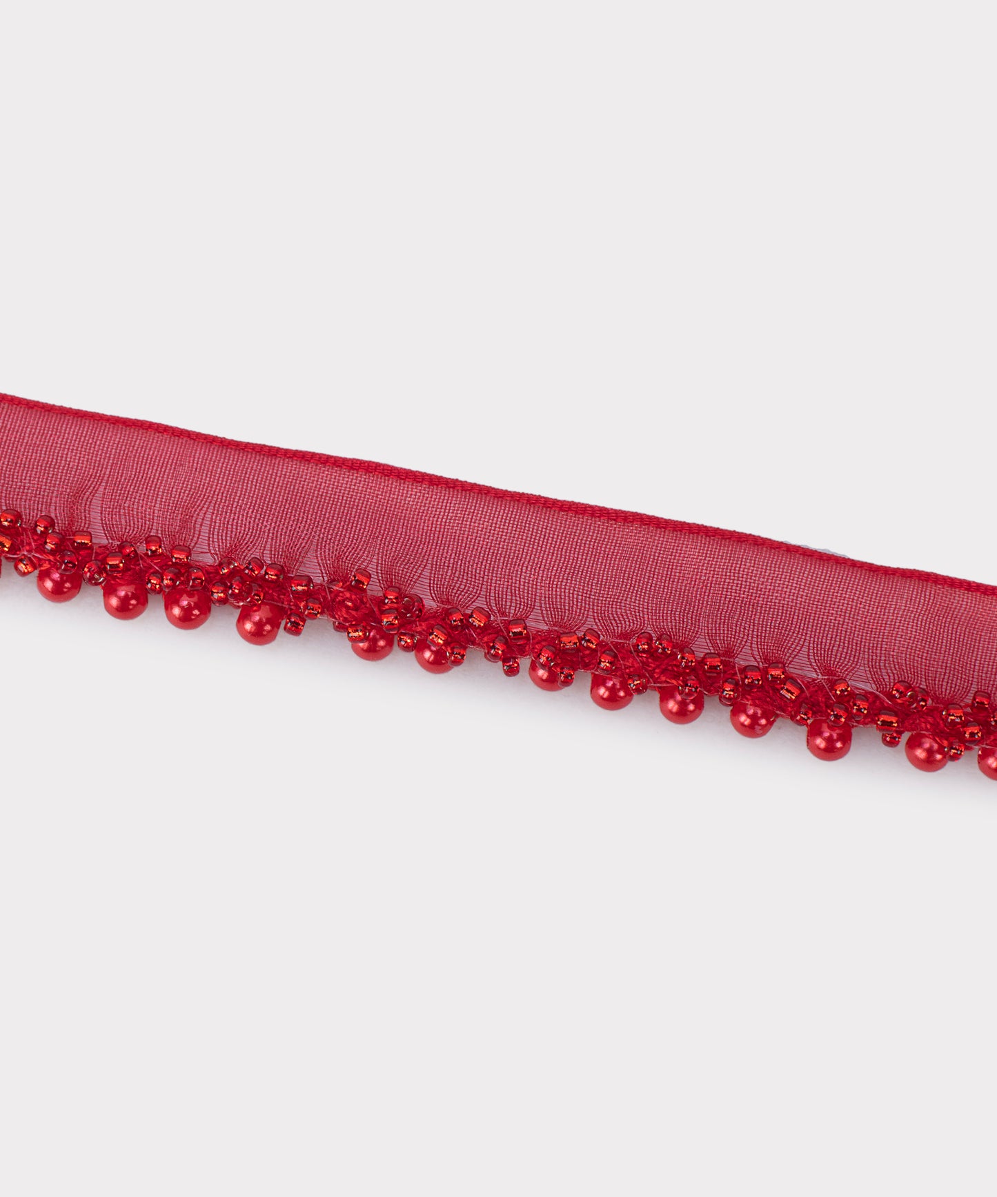 Red Pearl Beaded Lace for Garment (Pack of 5 Meters)