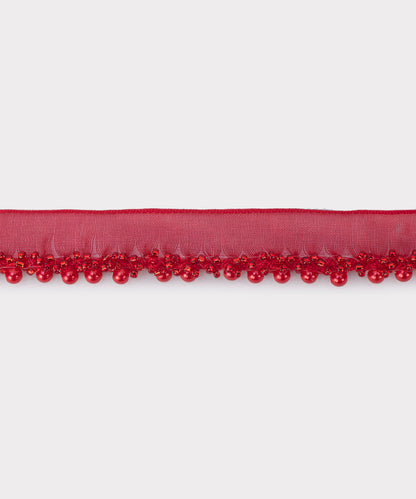 Red Pearl Beaded Lace for Garment (Pack of 5 Meters)