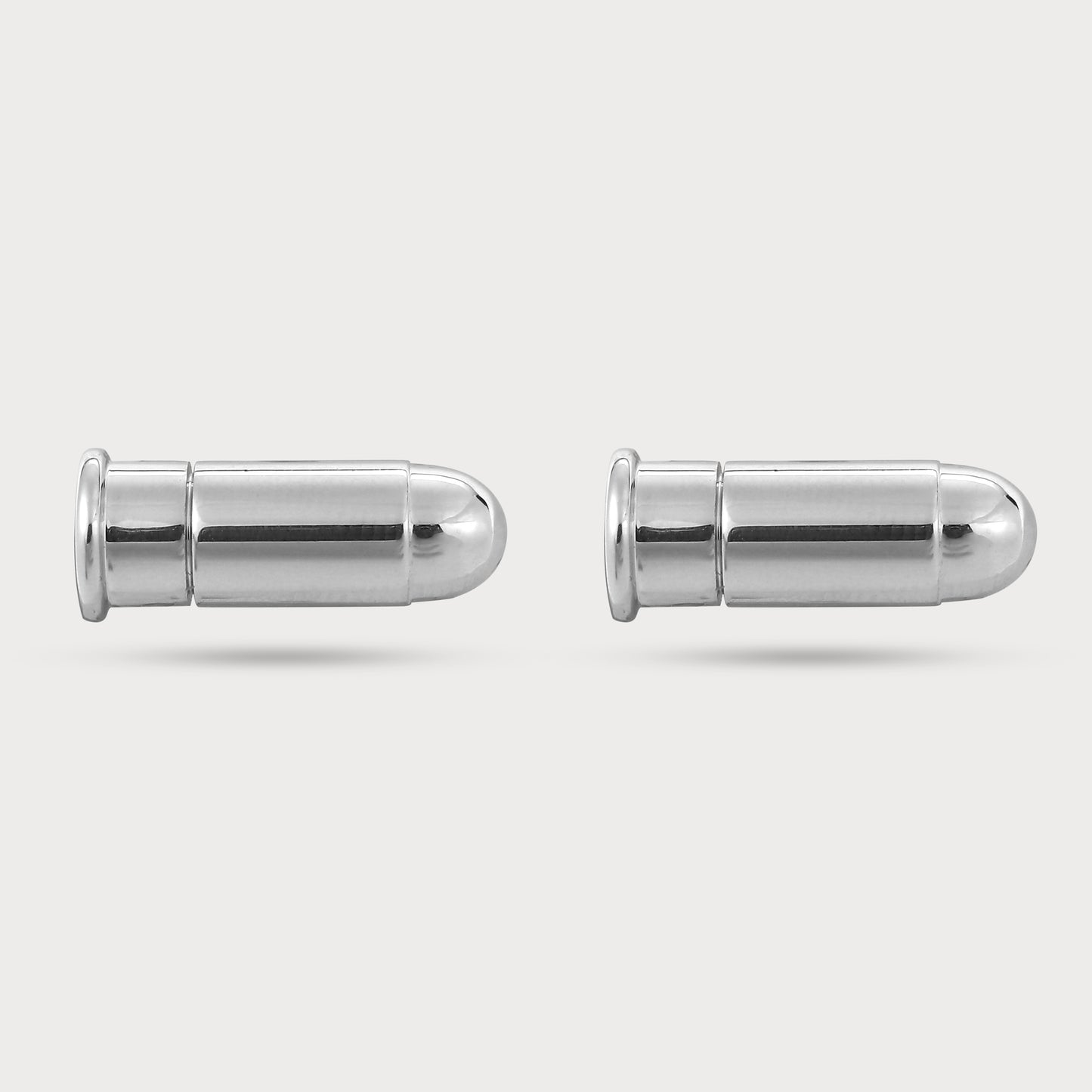 Bold Polished Silver Bullet Form Cufflinks