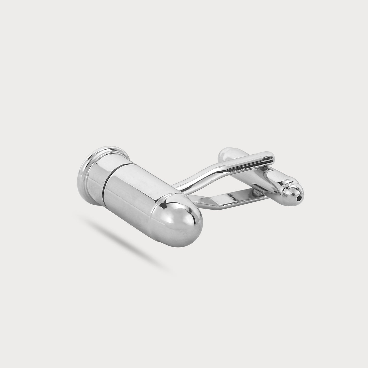 Bold Polished Silver Bullet Form Cufflinks