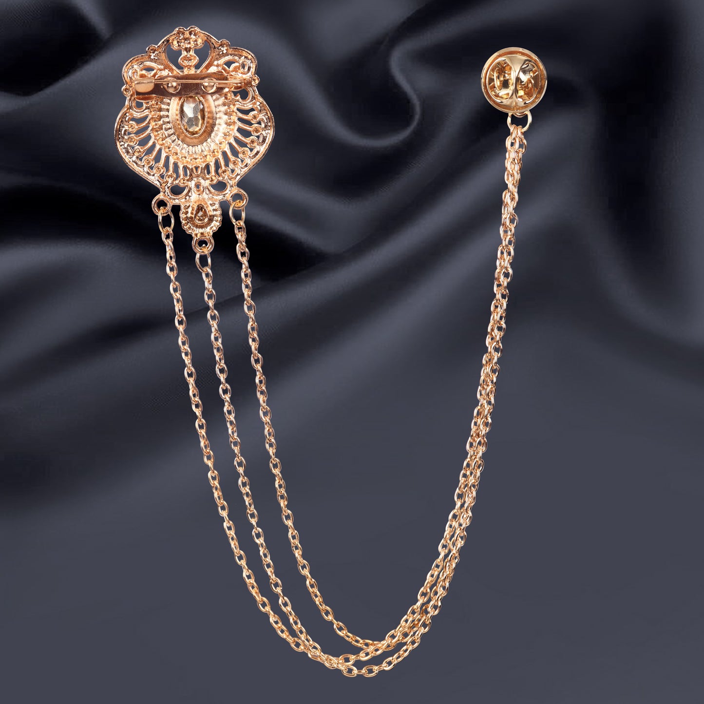 Designer Long Maharaja-Style Brooch with Chains- Sherwani Collection