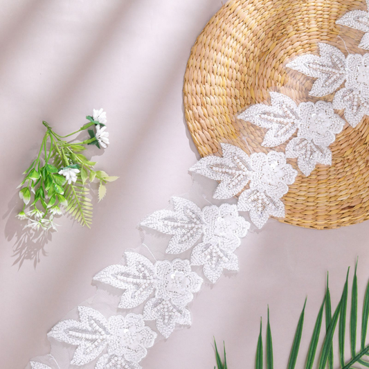 Heavy Work White Embroidery Lace
