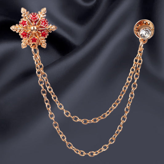 Majestic Red Brooch with Chains