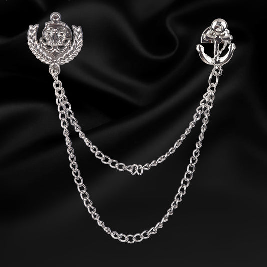 Prestigious Silver Men's Chain Brooch