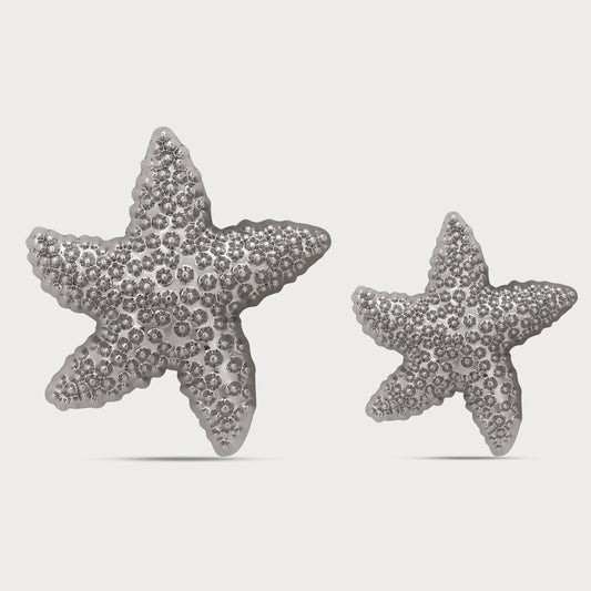 Premium Silver Starfish Metal Button
