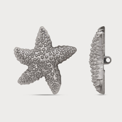 Premium Silver Starfish Metal Button