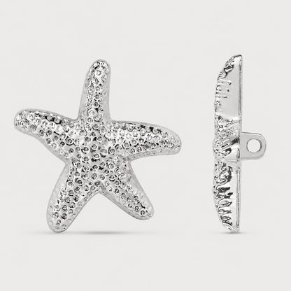 Silver Starfish Designer Buttons