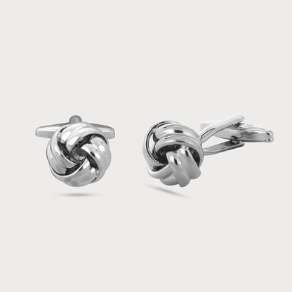 Regal Silver Knot Design Cufflinks