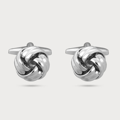 Regal Silver Knot Design Cufflinks