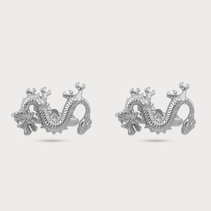 Regal Dragon Silver Designer Cufflinks