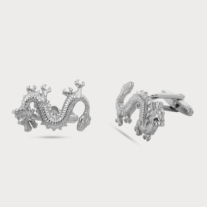 Regal Dragon Silver Designer Cufflinks