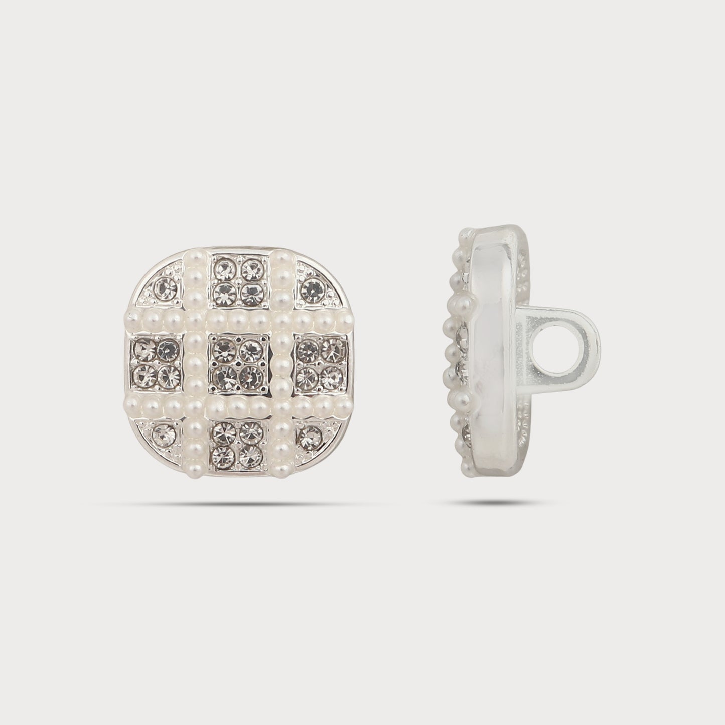 Silver Metal Button Pearl Finish