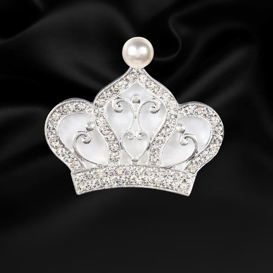 Regal Pearl Crown Lapel Pin