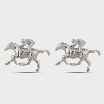 Luxe Silver Polo Riding Cufflinks