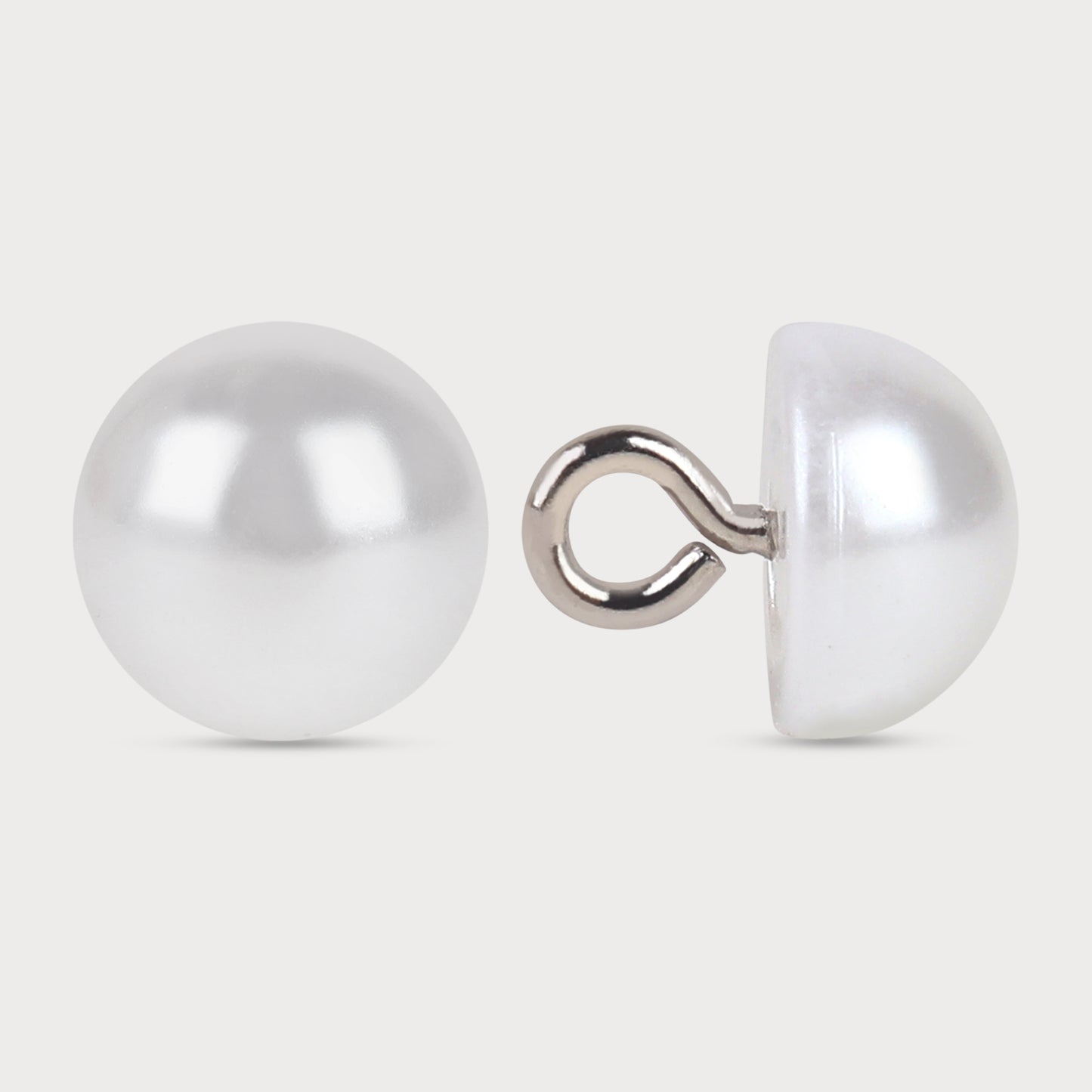 Round White Pearl Half Dome Buttons for Designer Wear (Pack of 50 Pcs)