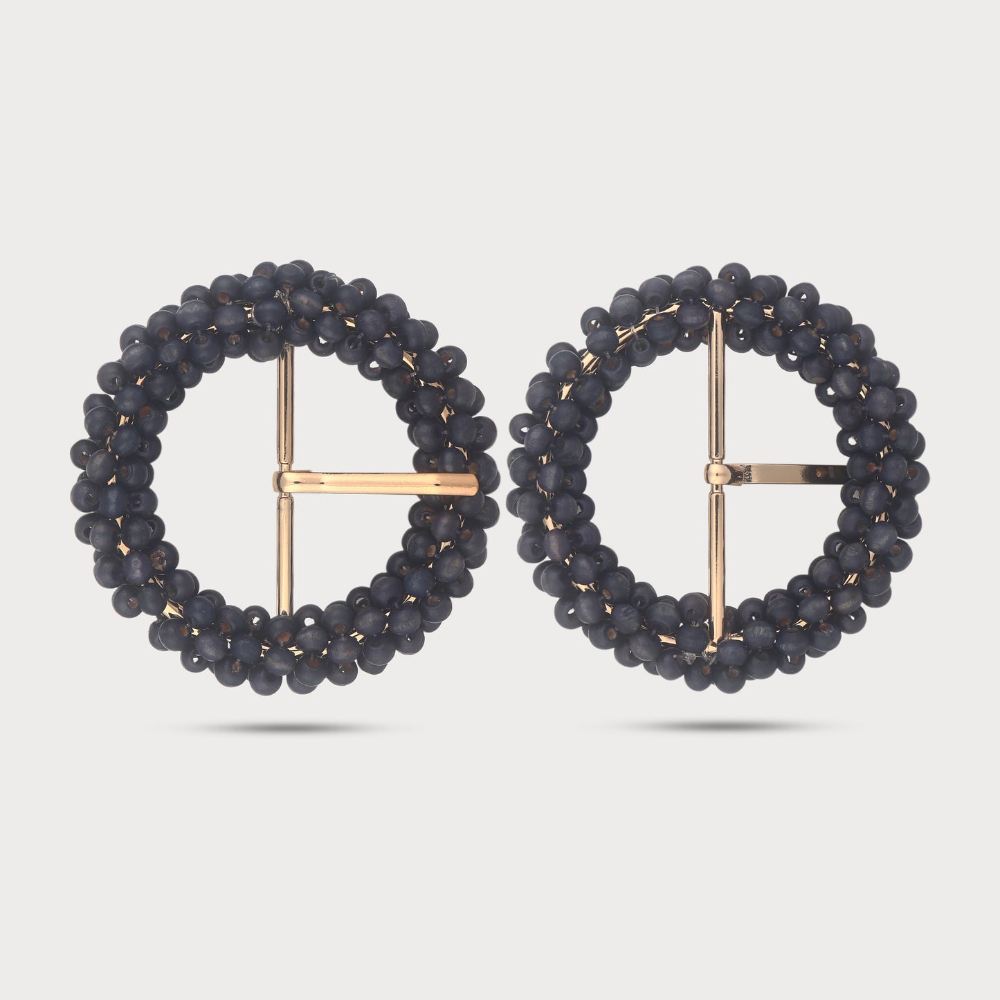 Exclusive Black Beaded Raffia Designer Buckle