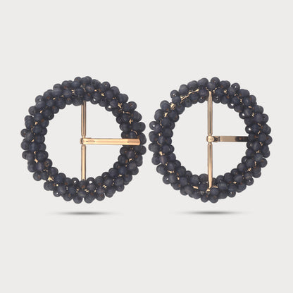 Exclusive Black Beaded Raffia Designer Buckle
