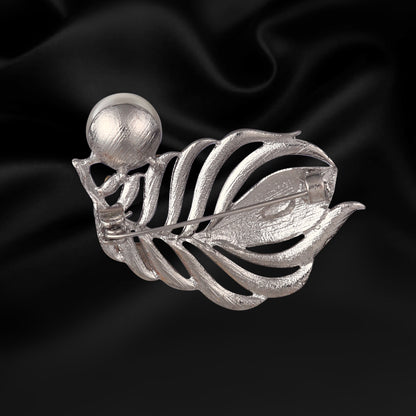 Designer Leaf Pearl Lapel Pin for Indian Couture