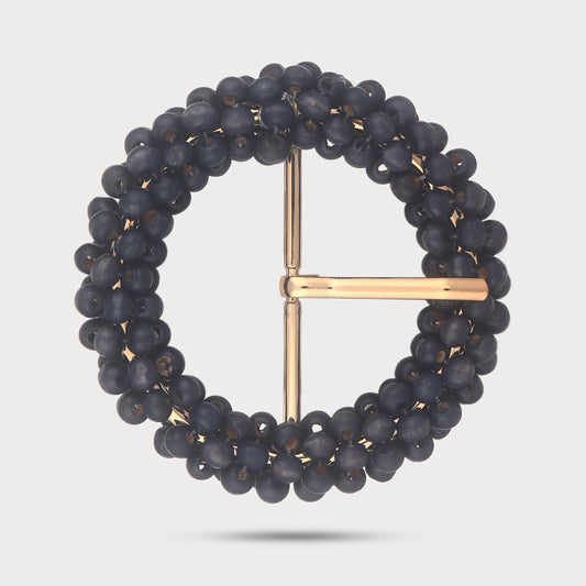 Exclusive Black Beaded Raffia Designer Buckle